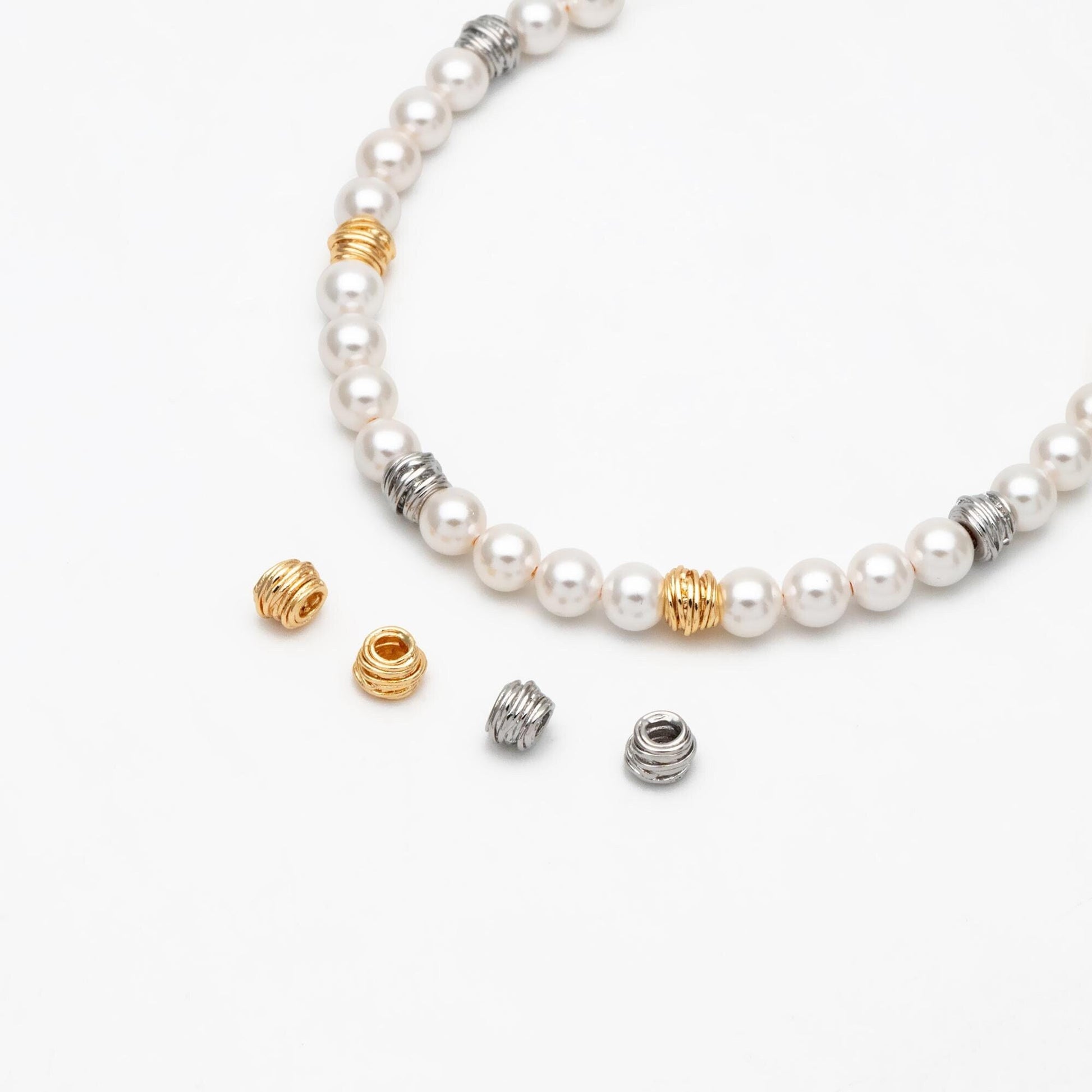 10pcs Gold/ Silver plated Brass Wire Wrap Spacer Beads, Jewelry Making Supplies Wholesale (GB-2899)