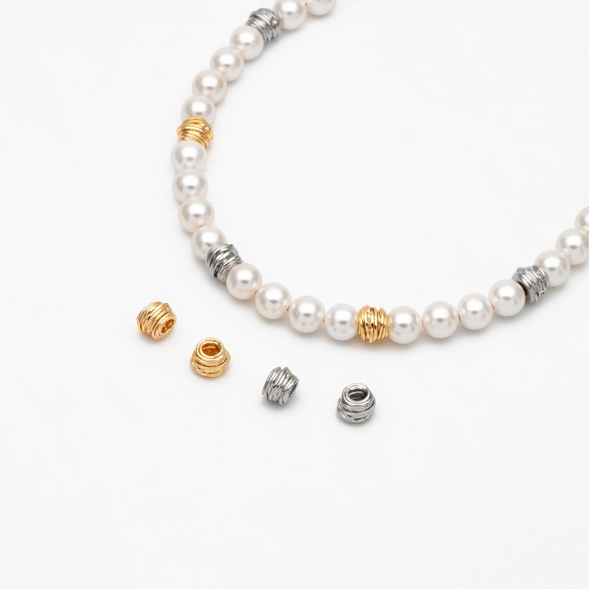 10pcs Gold/ Silver plated Brass Wire Wrap Spacer Beads, Jewelry Making Supplies Wholesale (GB-2899)