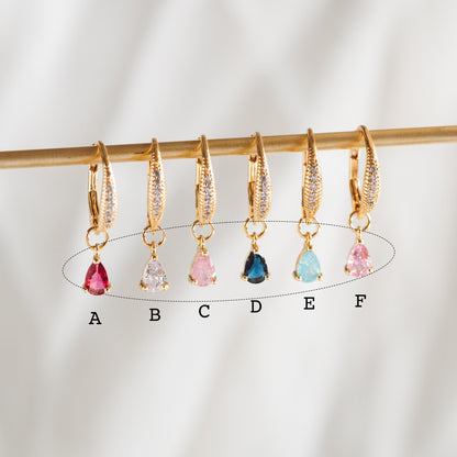 10pcs CZ Pave Teardrop Charms 8.5x5mm, 18K Gold plated Brass, Mini Water Drop Pendants (GB-812)