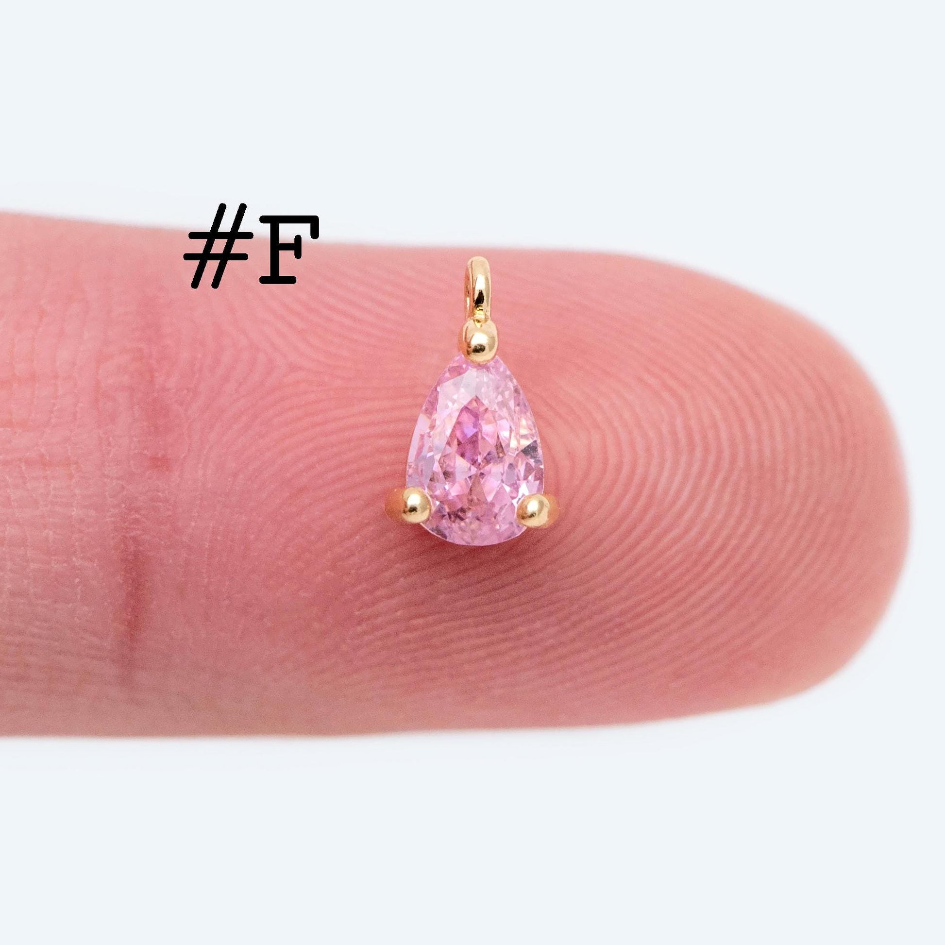 10pcs CZ Pave Teardrop Charms 8.5x5mm, 18K Gold plated Brass, Mini Water Drop Pendants (GB-812)