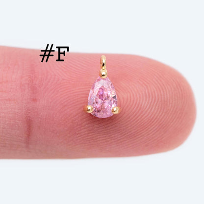 10pcs CZ Pave Teardrop Charms 8.5x5mm, 18K Gold plated Brass, Mini Water Drop Pendants (GB-812)