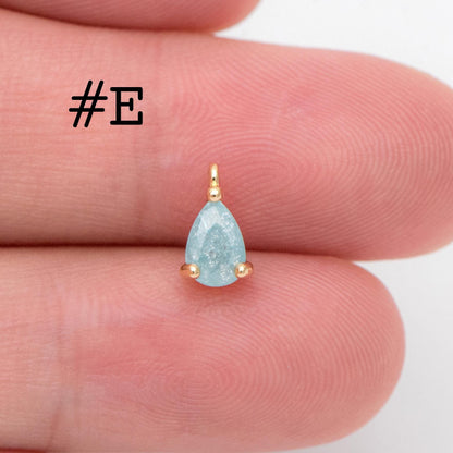 10pcs CZ Pave Teardrop Charms 8.5x5mm, 18K Gold plated Brass, Mini Water Drop Pendants (GB-812)