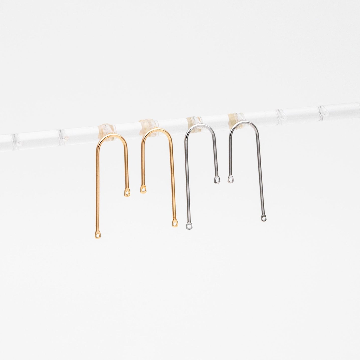 10pcs Gold Bar Stud Earrings, U-shaped Ear Posts, Simple Ear Wire Findings (GB-784)