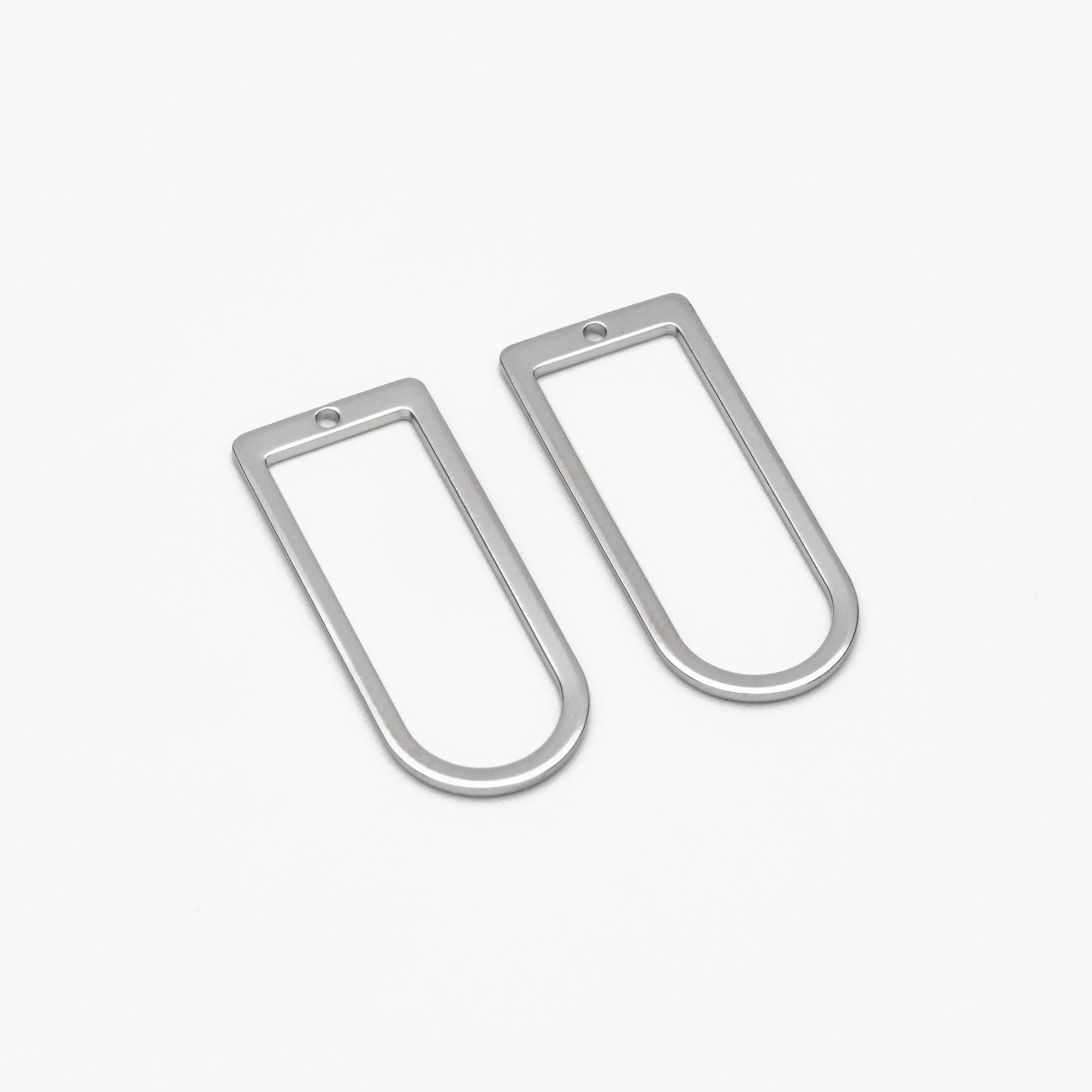 10pcs Gold/ Rhodium plated Brass Geometric Charms,30x13mm D Shaped Pendant (GB-1436)