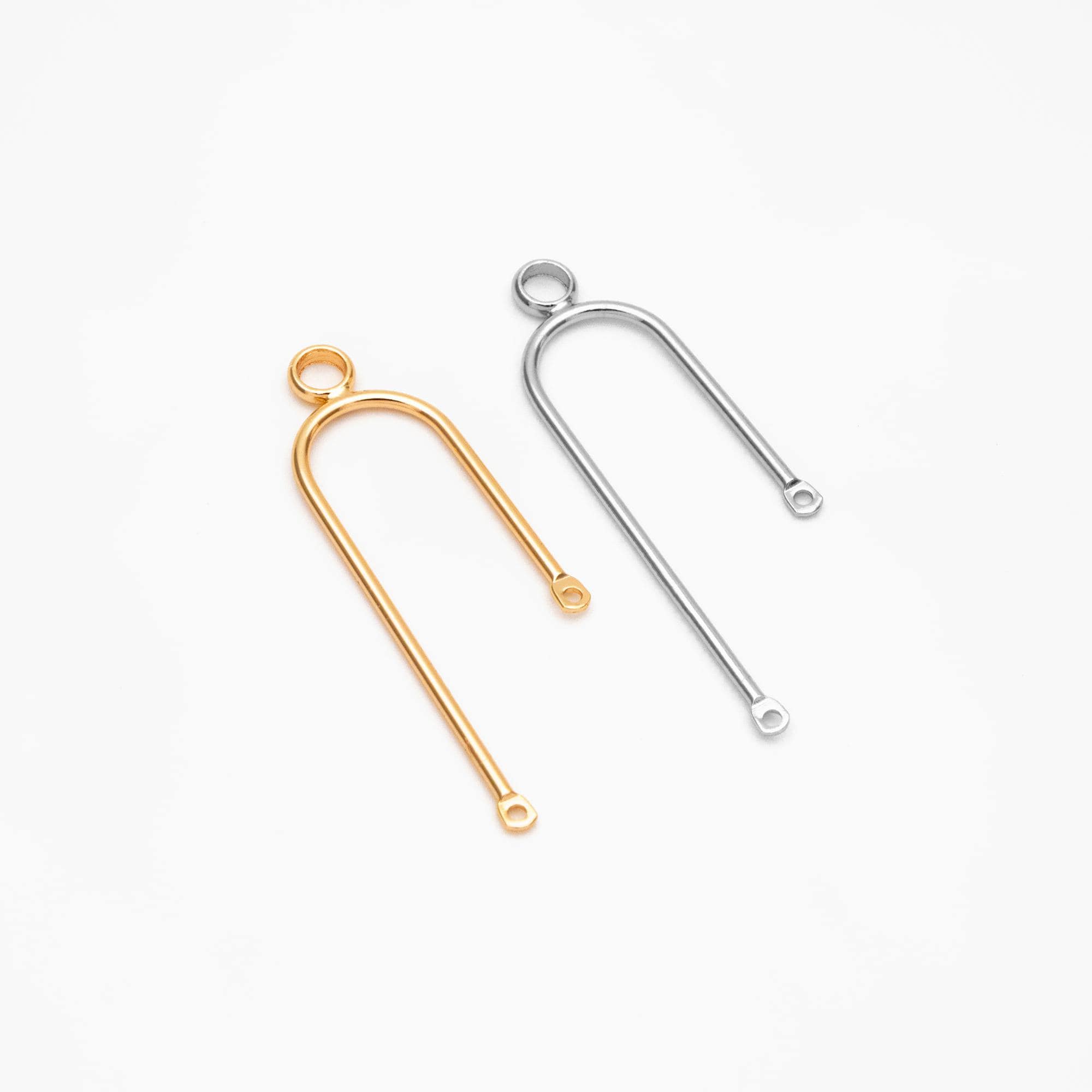 10pcs Gold/ Silver U-Shaped Charm Connectors, Real Gold/ Rhodium plated Brass, U-shaped Curved Bar Stick Pendants (GB-4179)