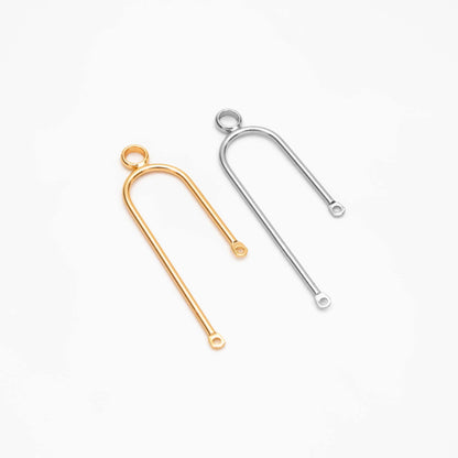 10pcs Gold/ Silver U-Shaped Charm Connectors, Real Gold/ Rhodium plated Brass, U-shaped Curved Bar Stick Pendants (GB-4179)