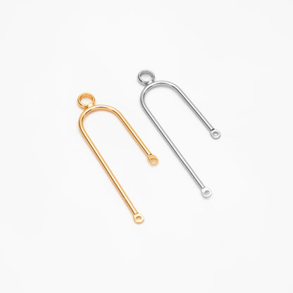 10pcs Gold/ Silver U-Shaped Charm Connectors, Real Gold/ Rhodium plated Brass, U-shaped Curved Bar Stick Pendants (GB-4179)