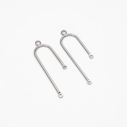 10pcs Gold/ Silver U-Shaped Charm Connectors, Real Gold/ Rhodium plated Brass, U-shaped Curved Bar Stick Pendants (GB-4179)