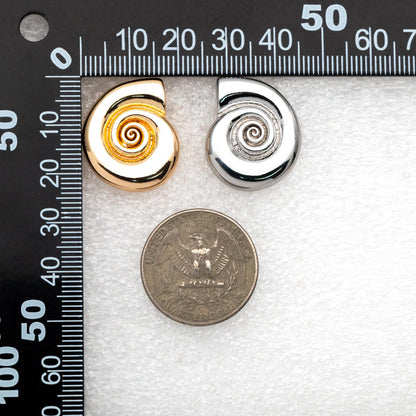 4pcs Gold/ Silver Tone Shell Earrings 24x20mm, Gold/ Rhodium plated Brass Seashell Stud Earrings (GB-4565)
