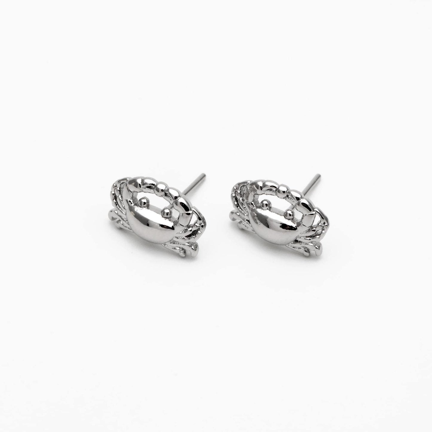 10pcs Gold/ Silver Tone Crab Earrings, 18K Real Gold/ Rhodium plated Brass, Dianty Crab Stud Earrings (GB-4566)