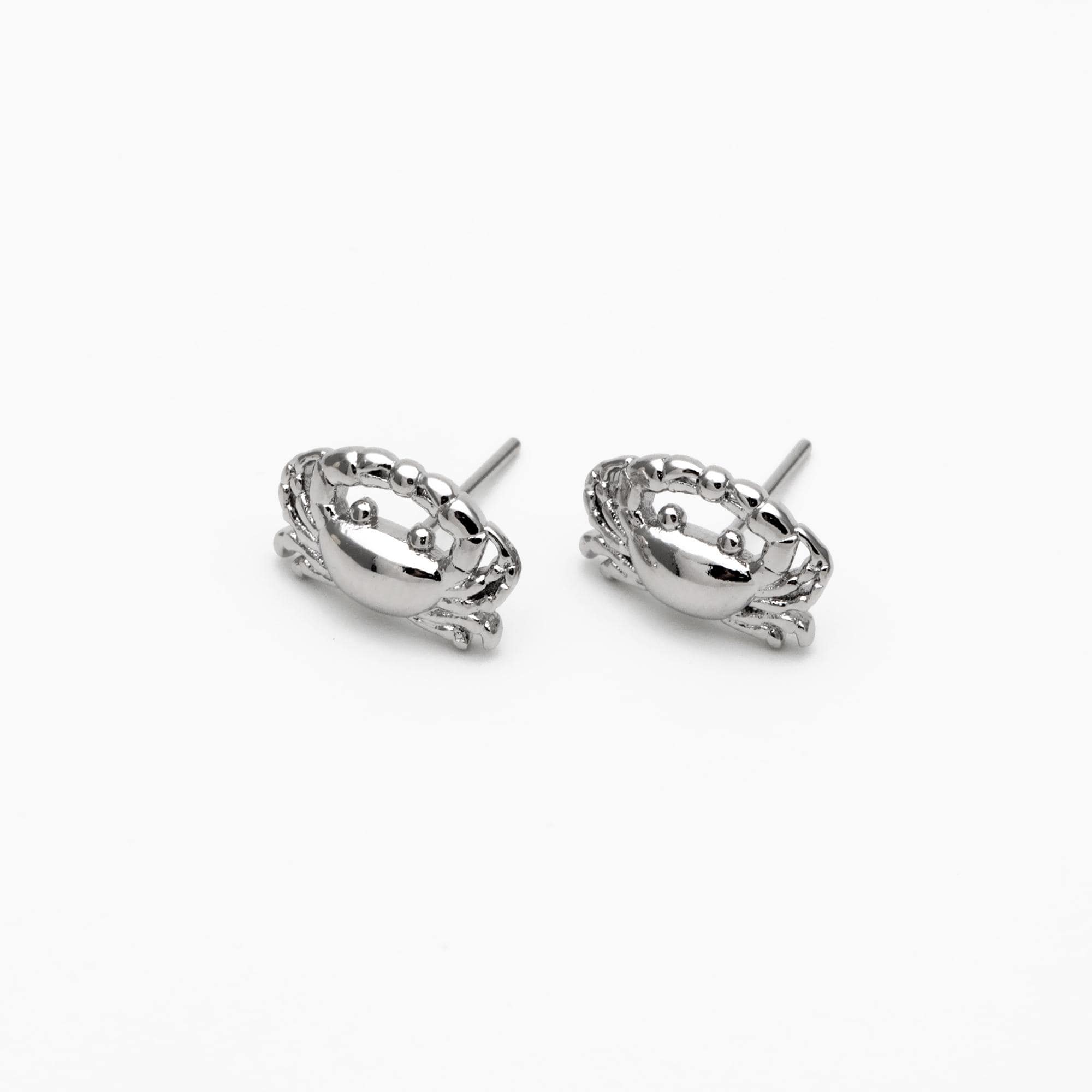 10pcs Gold/ Silver Tone Crab Earrings, 18K Real Gold/ Rhodium plated Brass, Dianty Crab Stud Earrings (GB-4566)