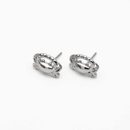 10pcs Gold/ Silver Tone Crab Earrings, 18K Real Gold/ Rhodium plated Brass, Dianty Crab Stud Earrings (GB-4566)