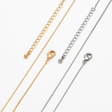 Gold/ Rhodium plated Brass Dainty Chains 0.8mm, 18 Inch Finished Necklace with 4cm Extender Chain, Ready to Wear (#LK-308)