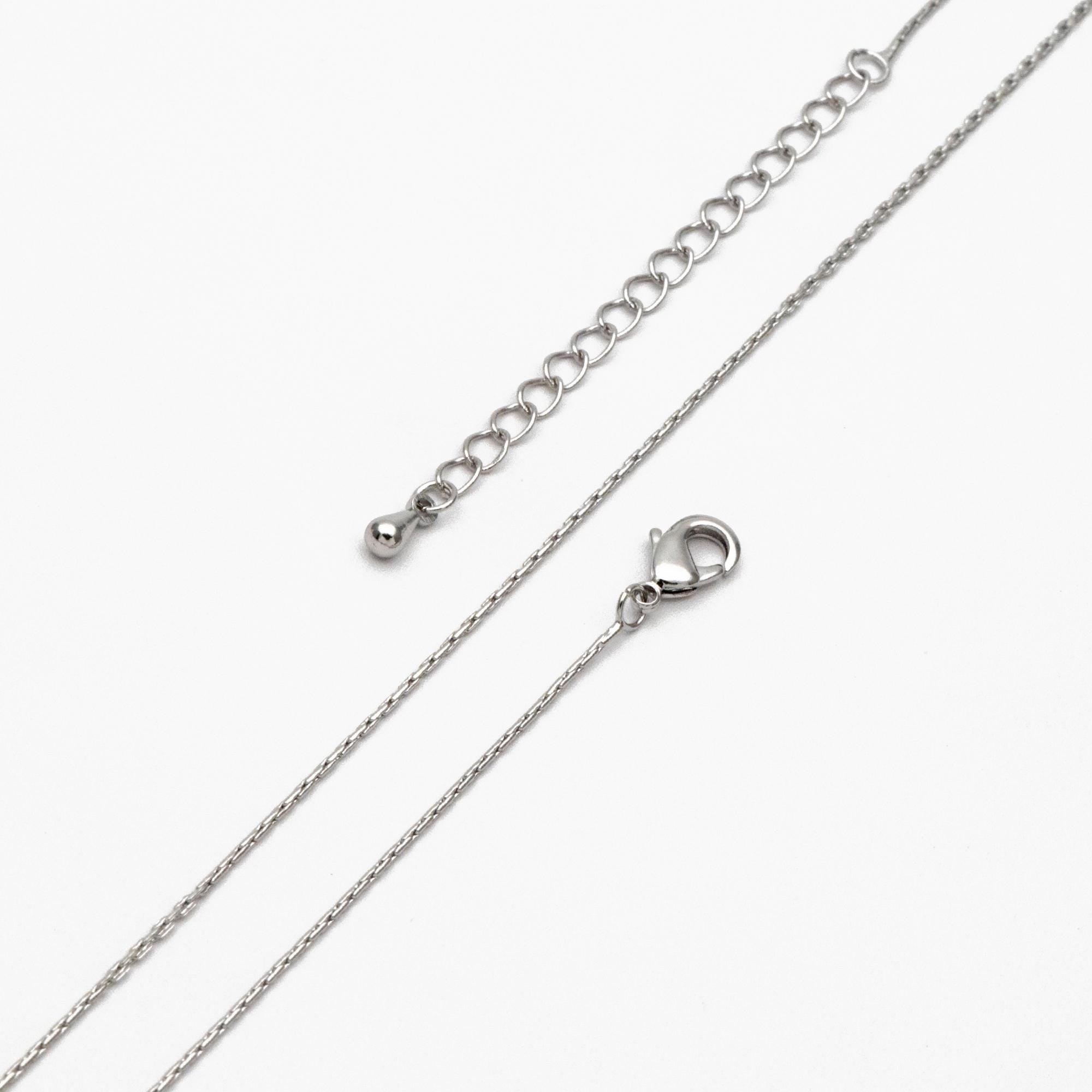 Gold/ Rhodium plated Brass Dainty Chains 0.8mm, 18 Inch Finished Necklace with 4cm Extender Chain, Ready to Wear (#LK-308)