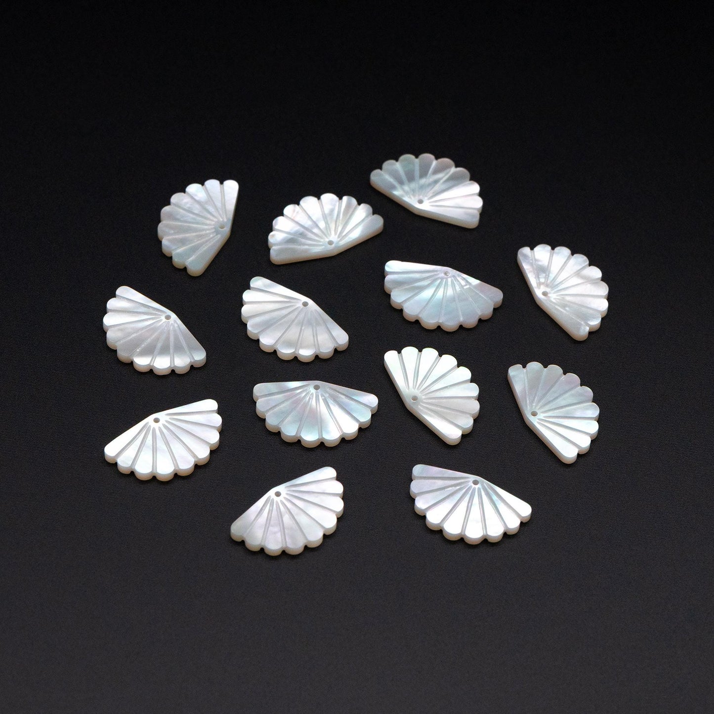 4pcs Fan-Shaped White Mother of Pearl Charm, MOP Shell Pendant, Shell Charm, Mother of Pearl Jewelry Making Findings (V1436)
