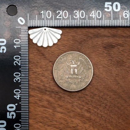 4pcs Fan-Shaped White Mother of Pearl Charm, MOP Shell Pendant, Shell Charm, Mother of Pearl Jewelry Making Findings (V1436)