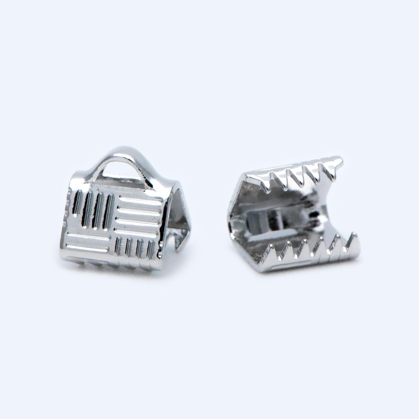 20pcs Gold/ Silver Tone Crimp End Tips, 6/ 10mm Wide End Caps, Gold/ Rhodium plated Brass End Connectors (GB-1420)