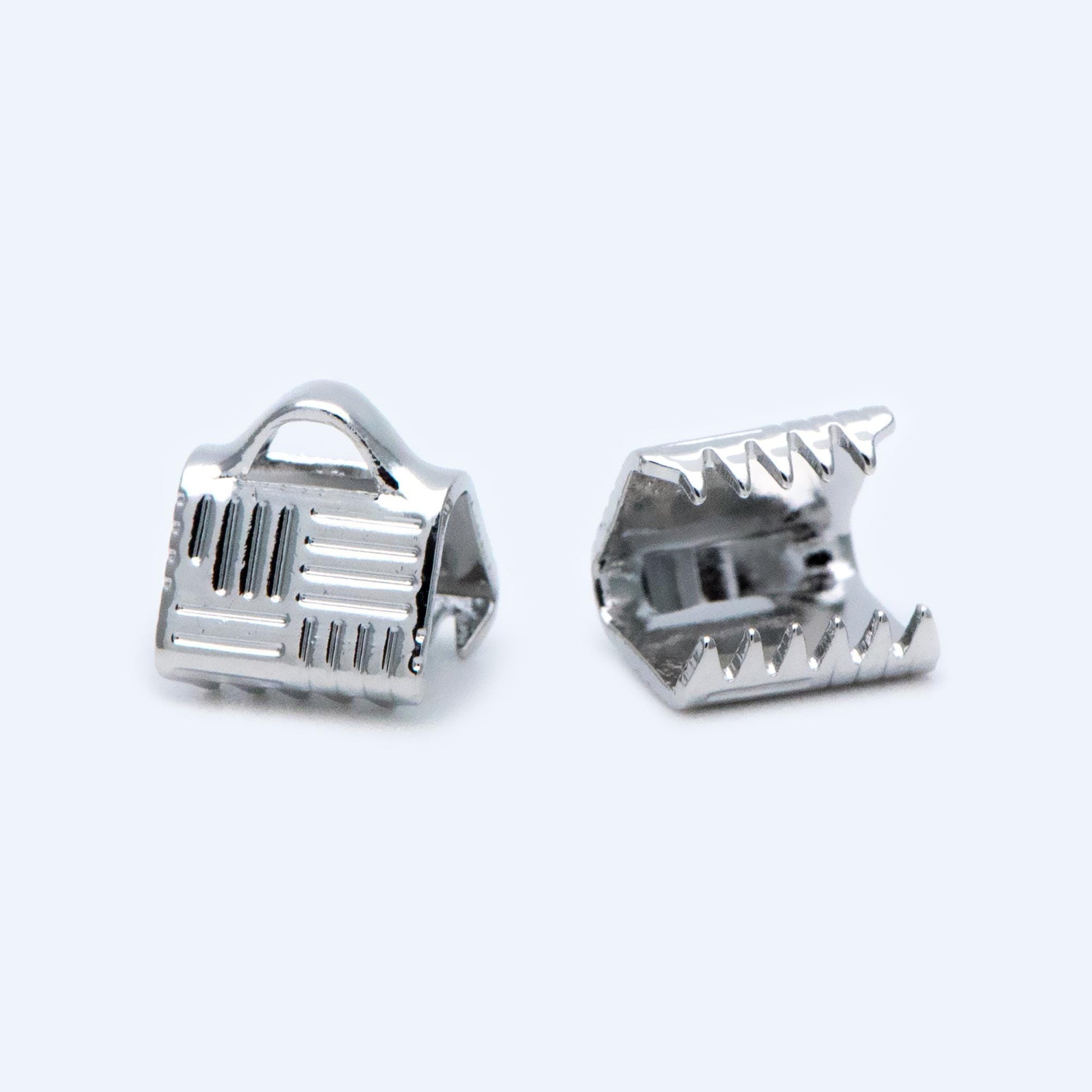 20pcs Gold/ Silver Tone Crimp End Tips, 6/ 10mm Wide End Caps, Gold/ Rhodium plated Brass End Connectors (GB-1420)