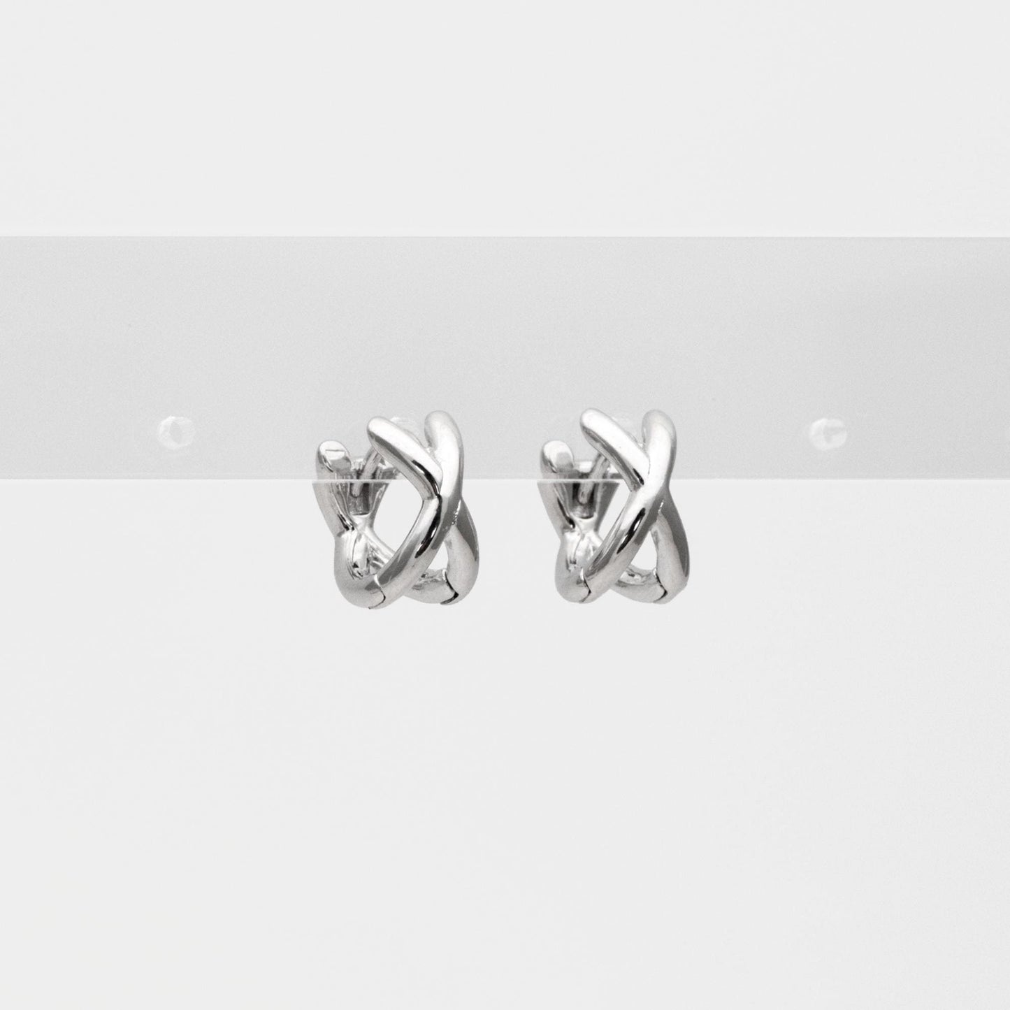 10pcs Gold/ Silver Tone Criss Cross Hoop Earrings, Gold/ Rhodium plated Brass, Huggie Earrings, Gold Hoops, Huggies (GB-3465)