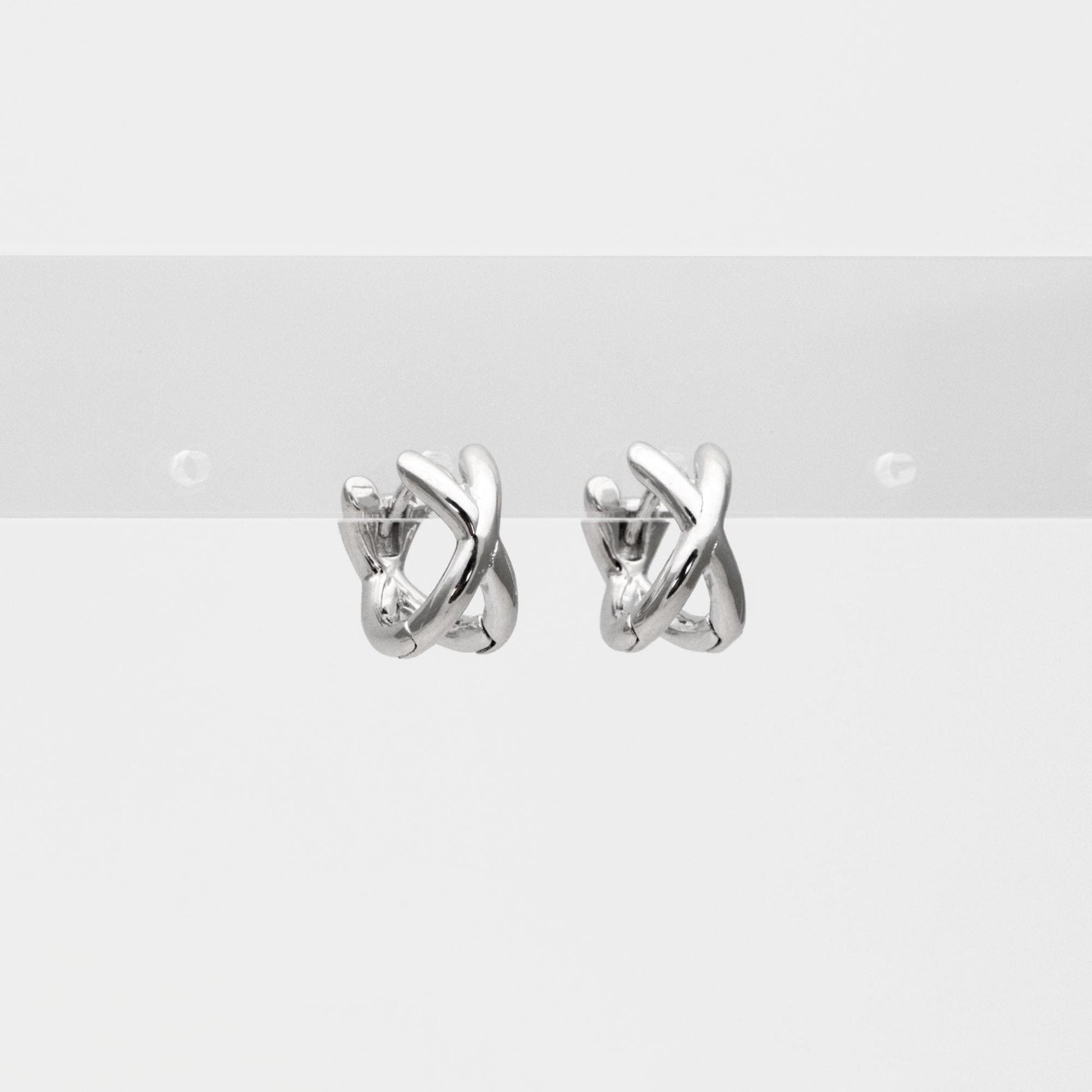 10pcs Gold/ Silver Tone Criss Cross Hoop Earrings, Gold/ Rhodium plated Brass, Huggie Earrings, Gold Hoops, Huggies (GB-3465)