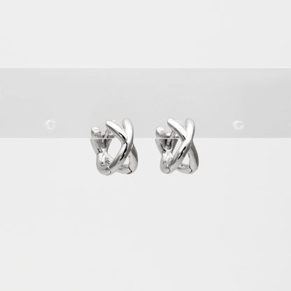 10pcs Gold/ Silver Tone Criss Cross Hoop Earrings, Gold/ Rhodium plated Brass, Huggie Earrings, Gold Hoops, Huggies (GB-3465)