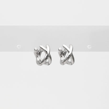 10pcs Gold/ Silver Tone Criss Cross Hoop Earrings, Gold/ Rhodium plated Brass, Huggie Earrings, Gold Hoops, Huggies (GB-3465)