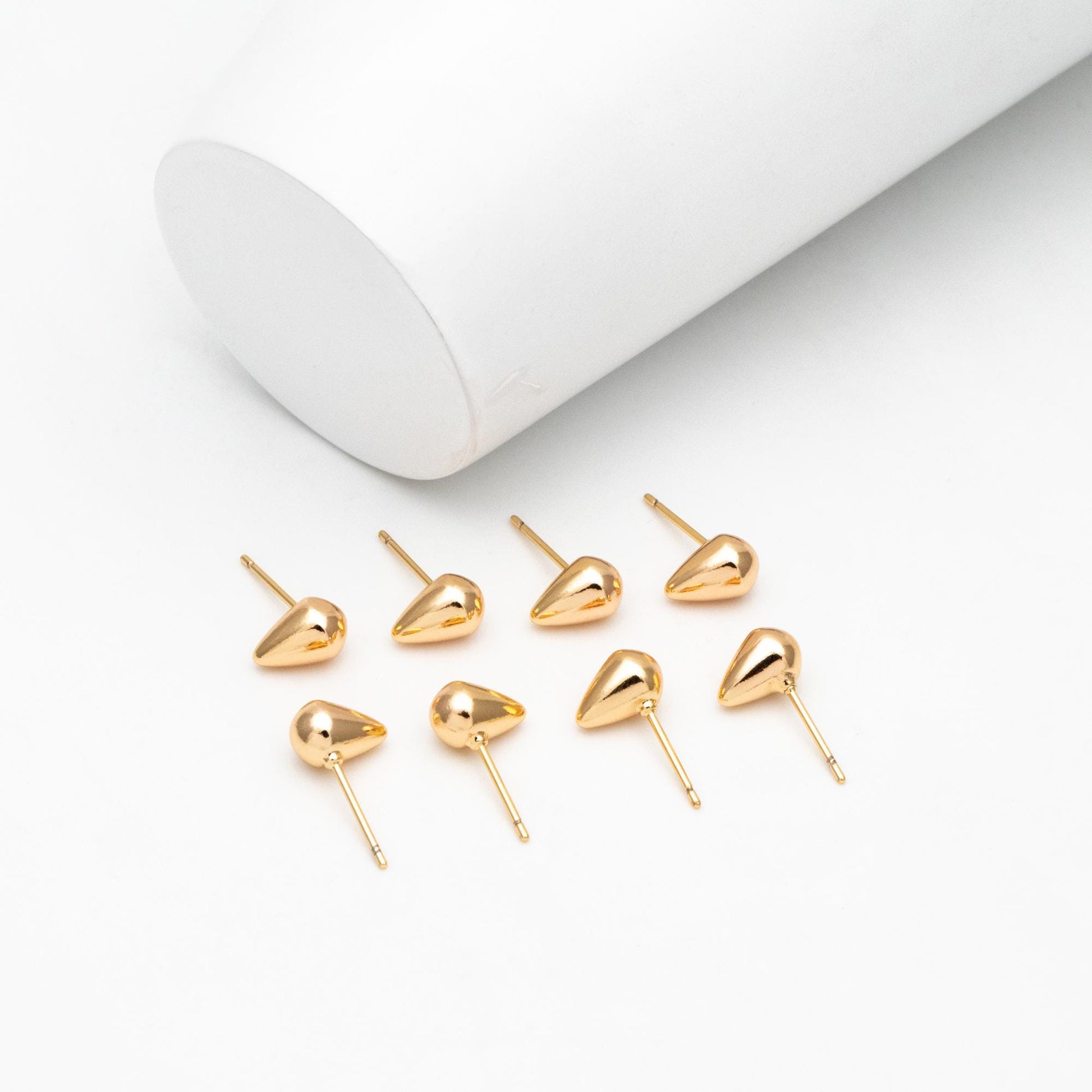 10pcs Gold/ Silver Teardrop Earrings, 18K Gold/ Rhodium Plated Brass, Water Drop Stud Earrings (GB-4544)