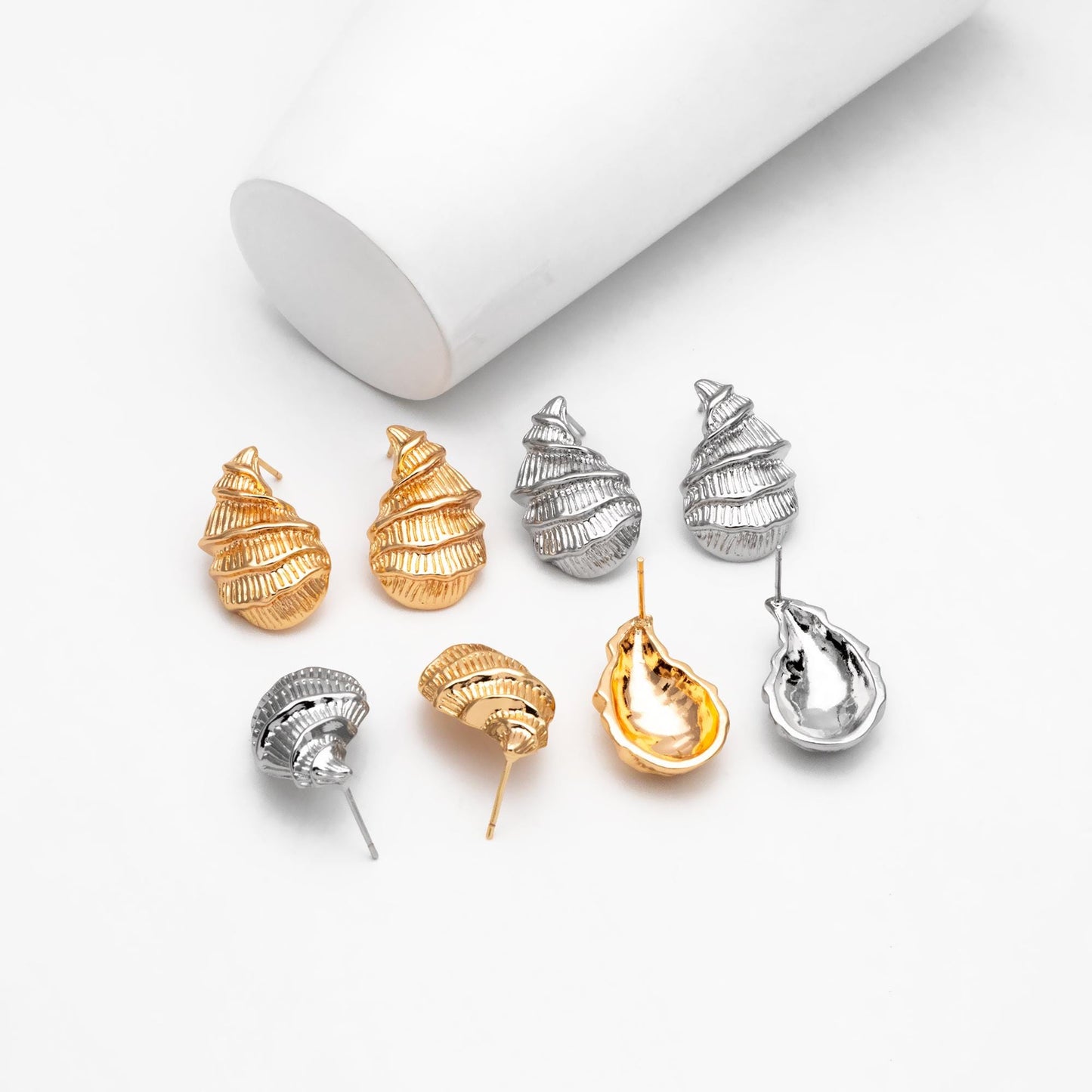 4pcs Gold/ Silver Tone Shell Earrings, Modern Style Earrings, Fashion Earrings, Beach Jewelry (GB-4551)