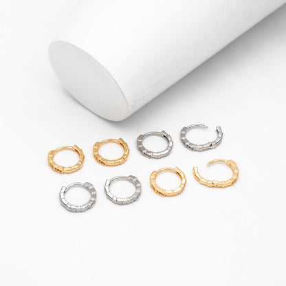 4pcs CZ Pave Gold/ Silver Hoop Earrings, 18K Real Gold/ Rhodium plated Brass, Dainty Huggie Earrings, Minimalist Earrings (GB-3826-C)