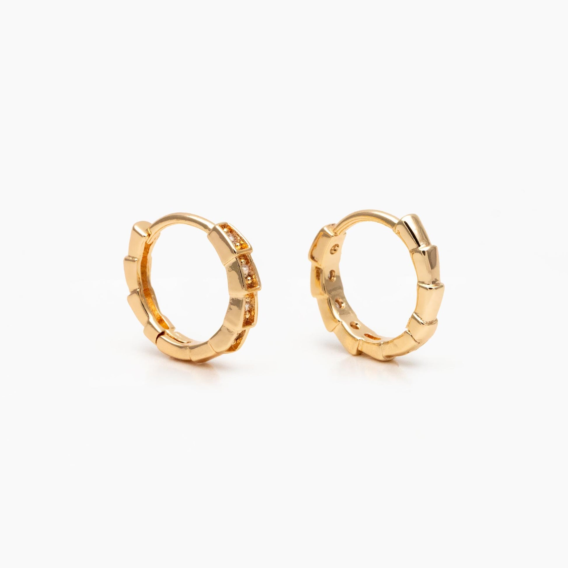 4pcs CZ Pave Gold/ Silver Hoop Earrings, 18K Real Gold/ Rhodium plated Brass, Dainty Huggie Earrings, Minimalist Earrings (GB-3826-C)