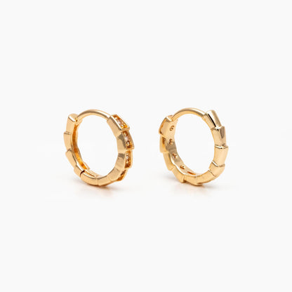 4pcs CZ Pave Gold/ Silver Hoop Earrings, 18K Real Gold/ Rhodium plated Brass, Dainty Huggie Earrings, Minimalist Earrings (GB-3826-C)