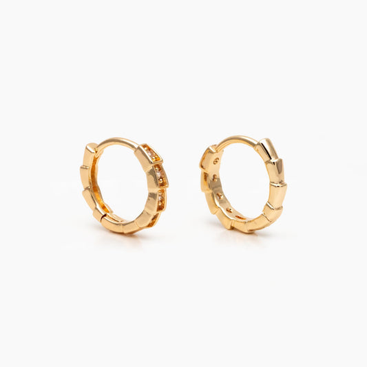 4pcs CZ Pave Gold/ Silver Hoop Earrings, 18K Real Gold/ Rhodium plated Brass, Dainty Huggie Earrings, Minimalist Earrings (GB-3826-C)