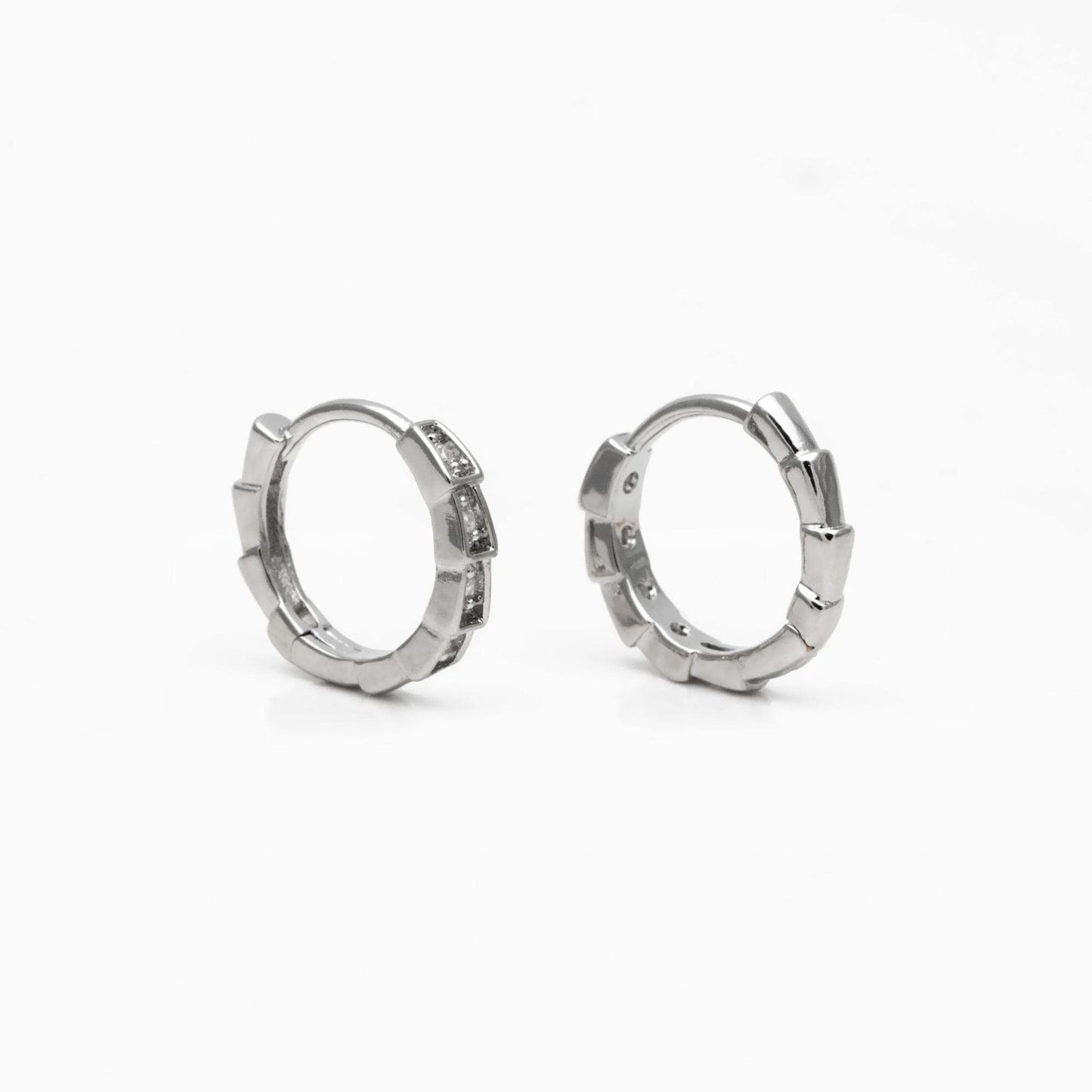 4pcs CZ Pave Gold/ Silver Hoop Earrings, 18K Real Gold/ Rhodium plated Brass, Dainty Huggie Earrings, Minimalist Earrings (GB-3826-C)