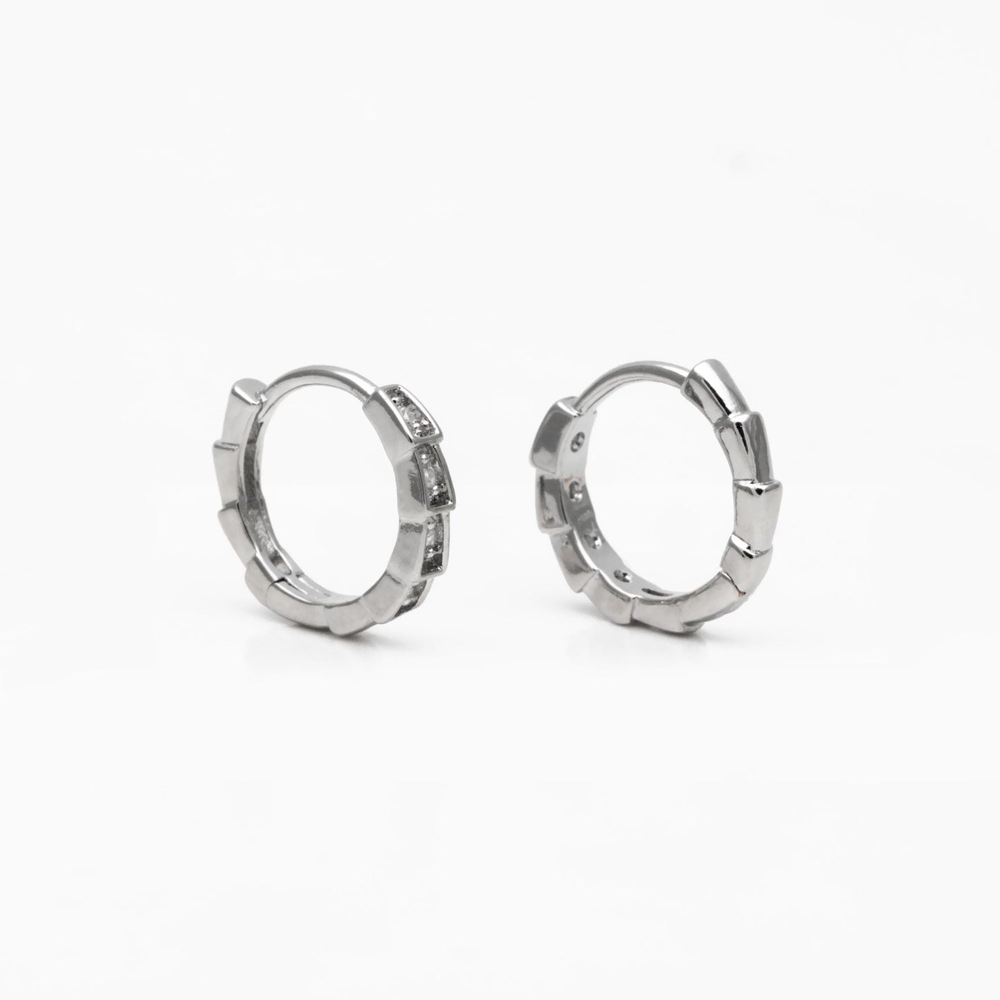 4pcs CZ Pave Gold/ Silver Hoop Earrings, 18K Real Gold/ Rhodium plated Brass, Dainty Huggie Earrings, Minimalist Earrings (GB-3826-C)