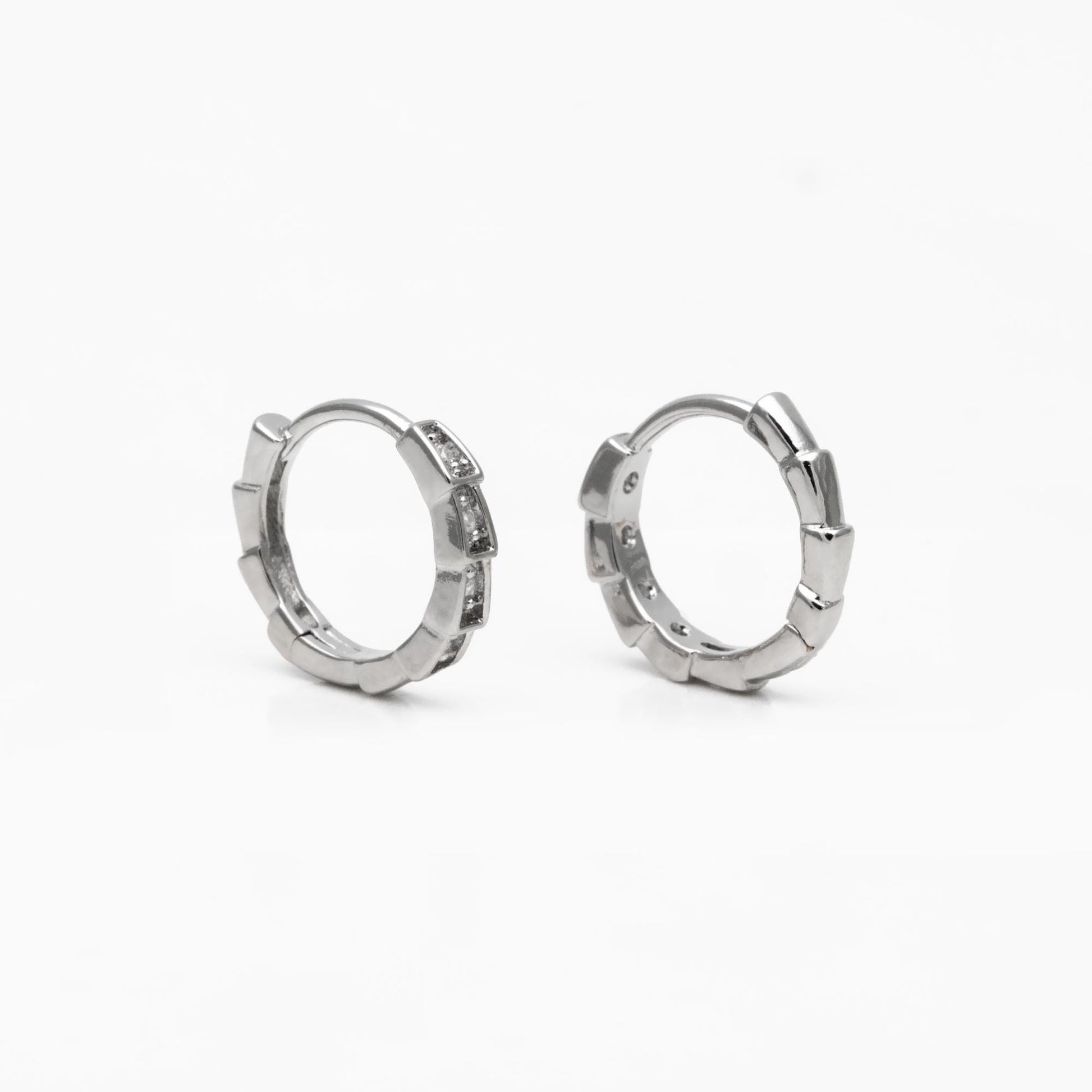 4pcs CZ Pave Gold/ Silver Hoop Earrings, 18K Real Gold/ Rhodium plated Brass, Dainty Huggie Earrings, Minimalist Earrings (GB-3826-C)