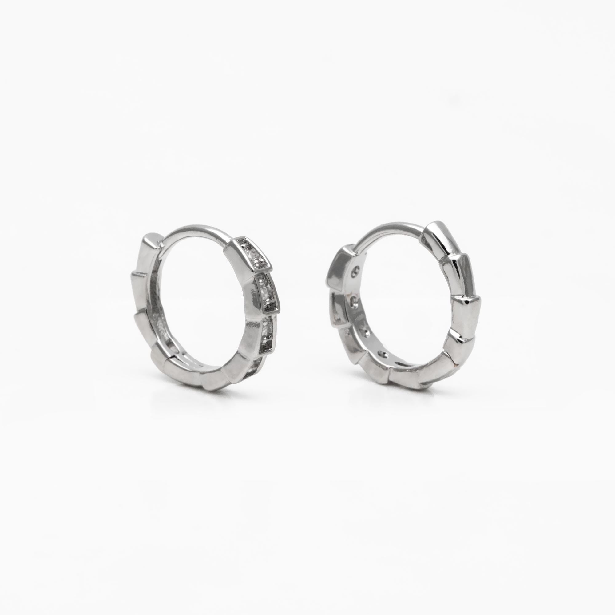 4pcs CZ Pave Gold/ Silver Hoop Earrings, 18K Real Gold/ Rhodium plated Brass, Dainty Huggie Earrings, Minimalist Earrings (GB-3826-C)