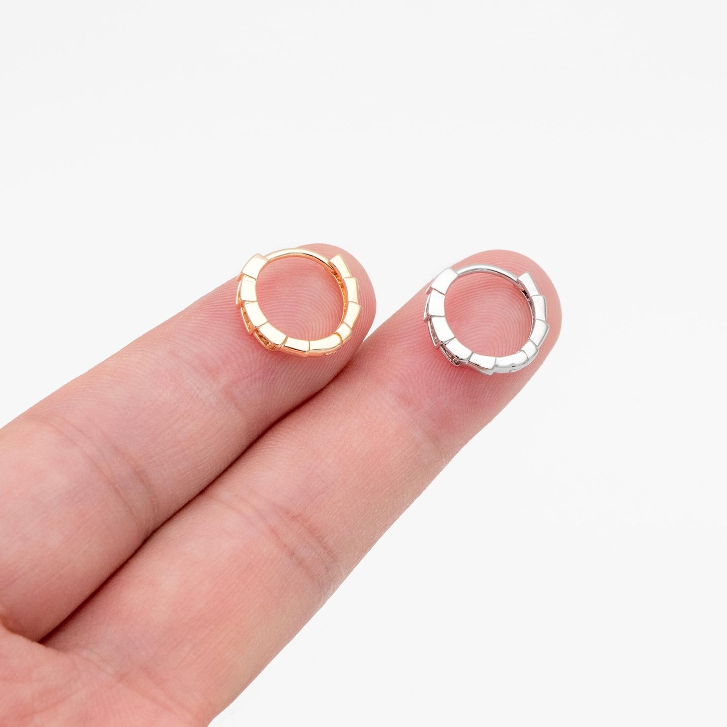 4pcs CZ Pave Gold/ Silver Hoop Earrings, 18K Real Gold/ Rhodium plated Brass, Dainty Huggie Earrings, Minimalist Earrings (GB-3826-C)