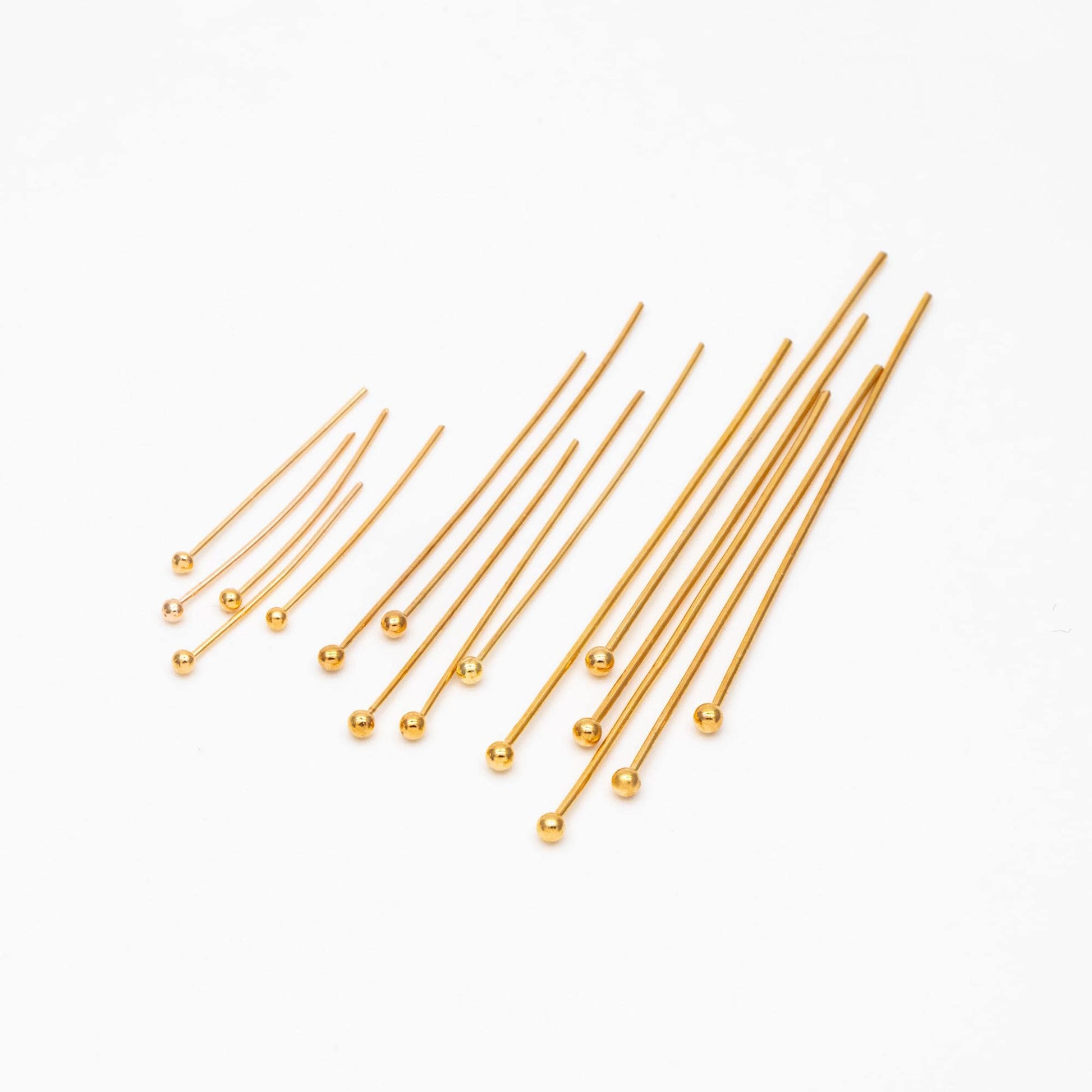 100pcs Gold/ Silver/ Rose Gold Ball Point Headpins, 0.5mm (24 Gauge)/ 0.7mm (21 Gauge), Gold/ Rhodium plated Brass Ball Head Pins (GB-024)
