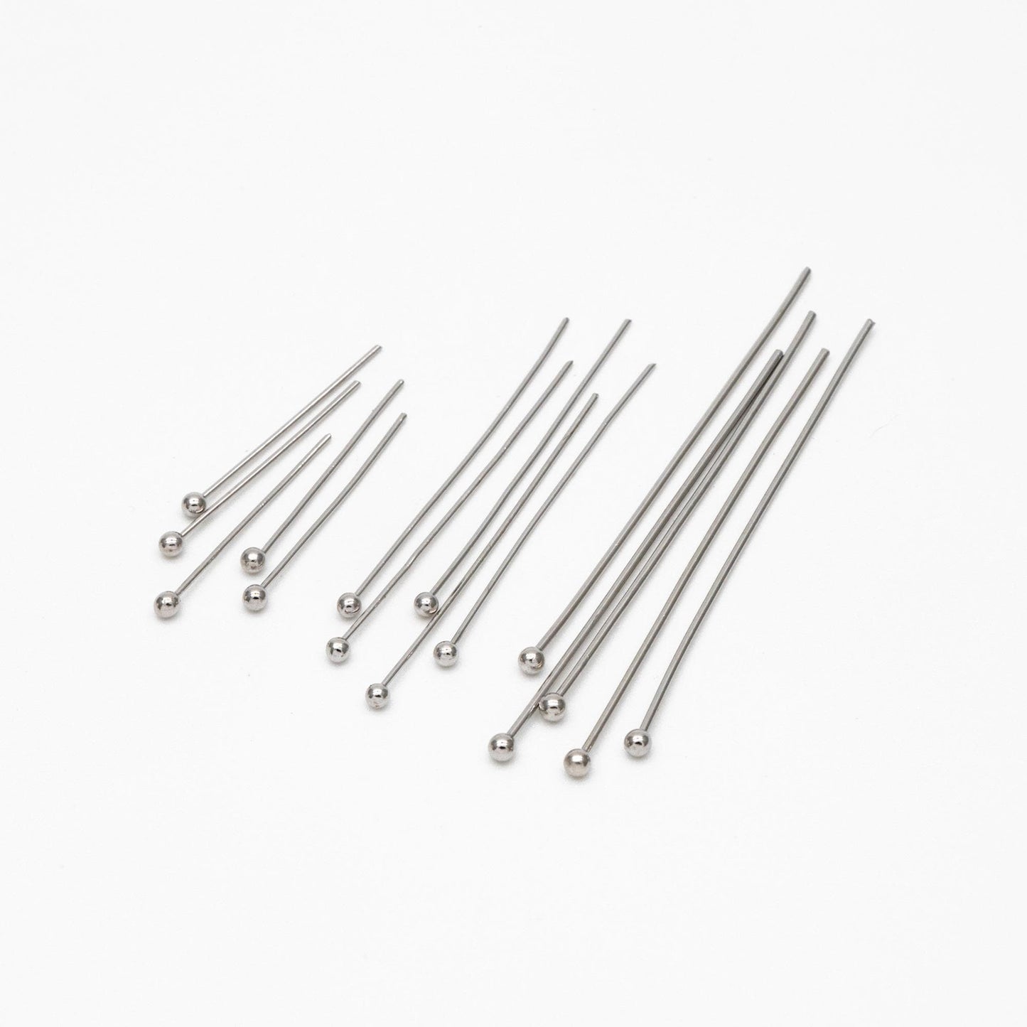 100pcs Gold/ Silver/ Rose Gold Ball Point Headpins, 0.5mm (24 Gauge)/ 0.7mm (21 Gauge), Gold/ Rhodium plated Brass Ball Head Pins (GB-024)