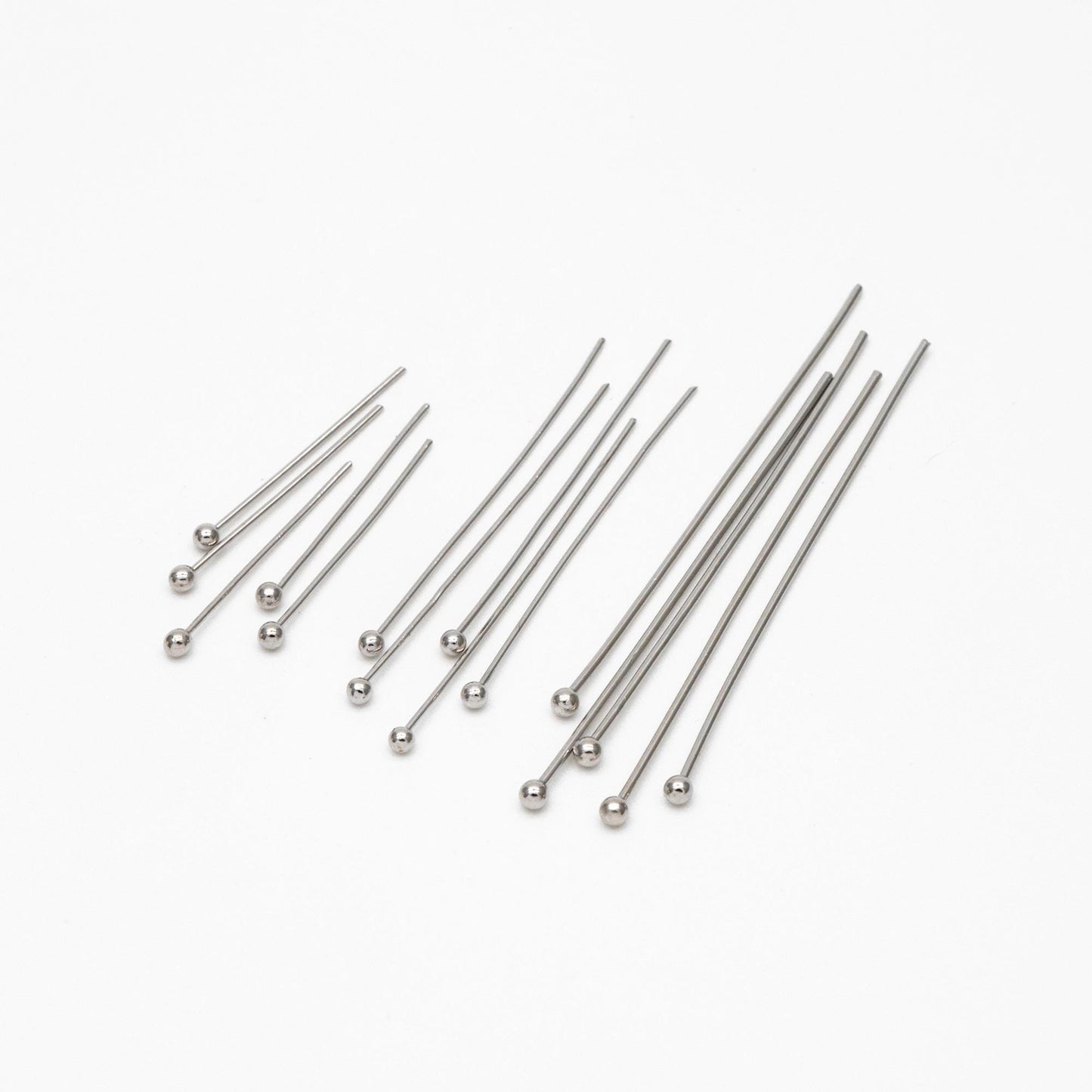 100pcs Gold/ Silver/ Rose Gold Ball Point Headpins, 0.5mm (24 Gauge)/ 0.7mm (21 Gauge), Gold/ Rhodium plated Brass Ball Head Pins (GB-024)