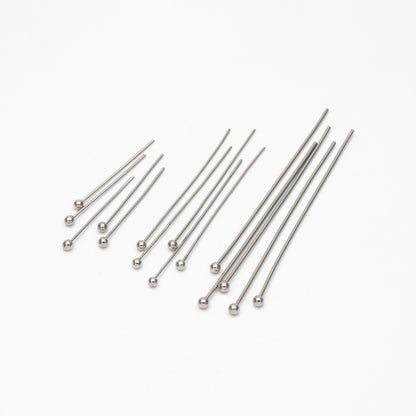 100pcs Gold/ Silver/ Rose Gold Ball Point Headpins, 0.5mm (24 Gauge)/ 0.7mm (21 Gauge), Gold/ Rhodium plated Brass Ball Head Pins (GB-024)