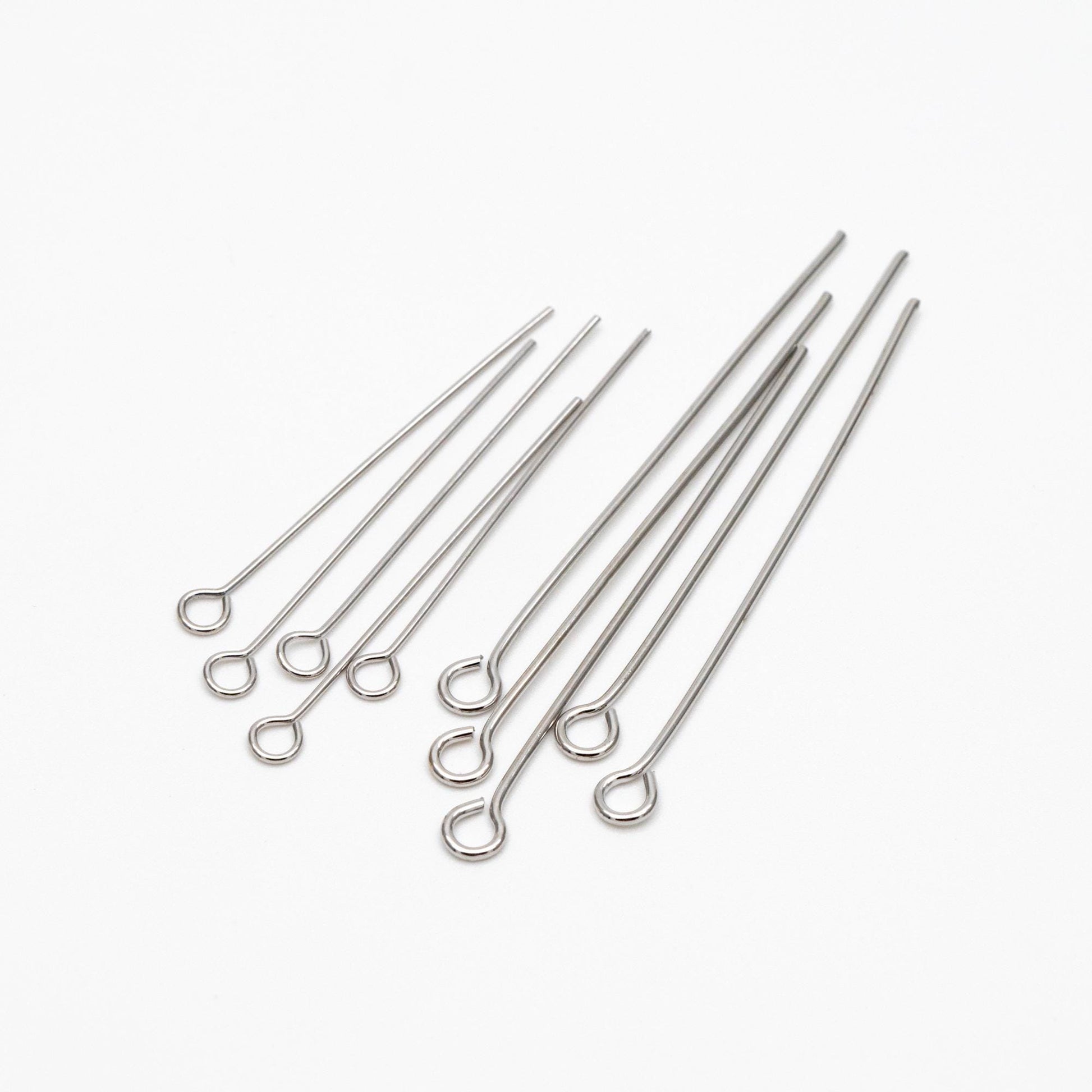 100pcs Gold/ Silver/ Rose Gold Eye Pins, 30x0.5mm (24 Gauge) 40x0.7mm (21 Gauge), Gold/ Rhodium plated Brass Eyepins (GB-026)