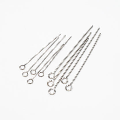 100pcs Gold/ Silver/ Rose Gold Eye Pins, 30x0.5mm (24 Gauge) 40x0.7mm (21 Gauge), Gold/ Rhodium plated Brass Eyepins (GB-026)