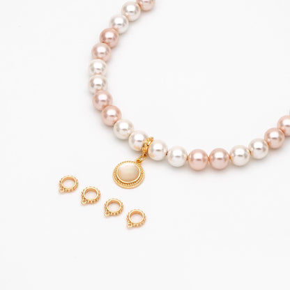 10pcs Gold Bail Beads, Bail Charm Holder Spacer with Loop, Tube Bails, Cord Bails, Slider Bails, Spacer Ring (GB-1328-A)