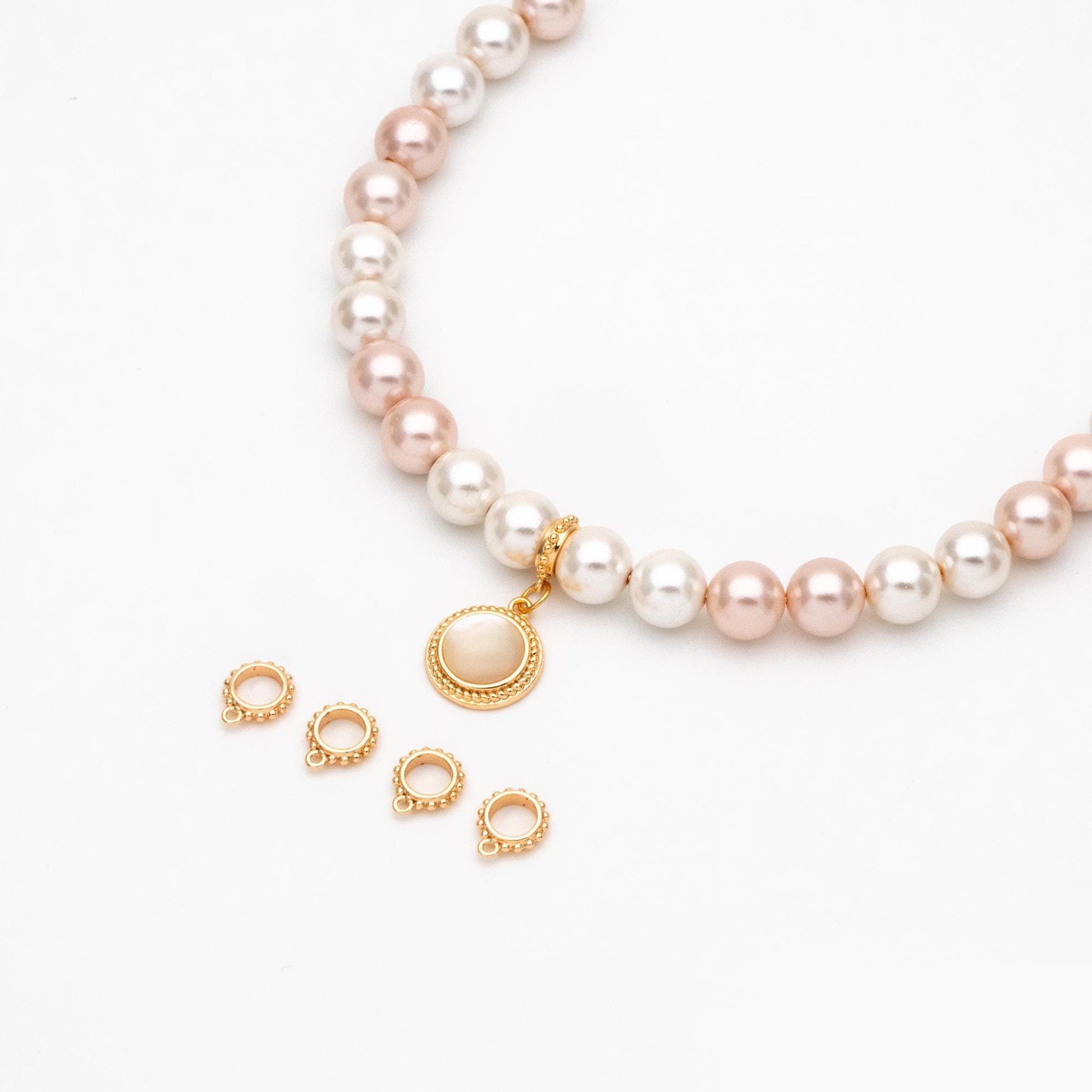 10pcs Gold Bail Beads, Bail Charm Holder Spacer with Loop, Tube Bails, Cord Bails, Slider Bails, Spacer Ring (GB-1328-A)