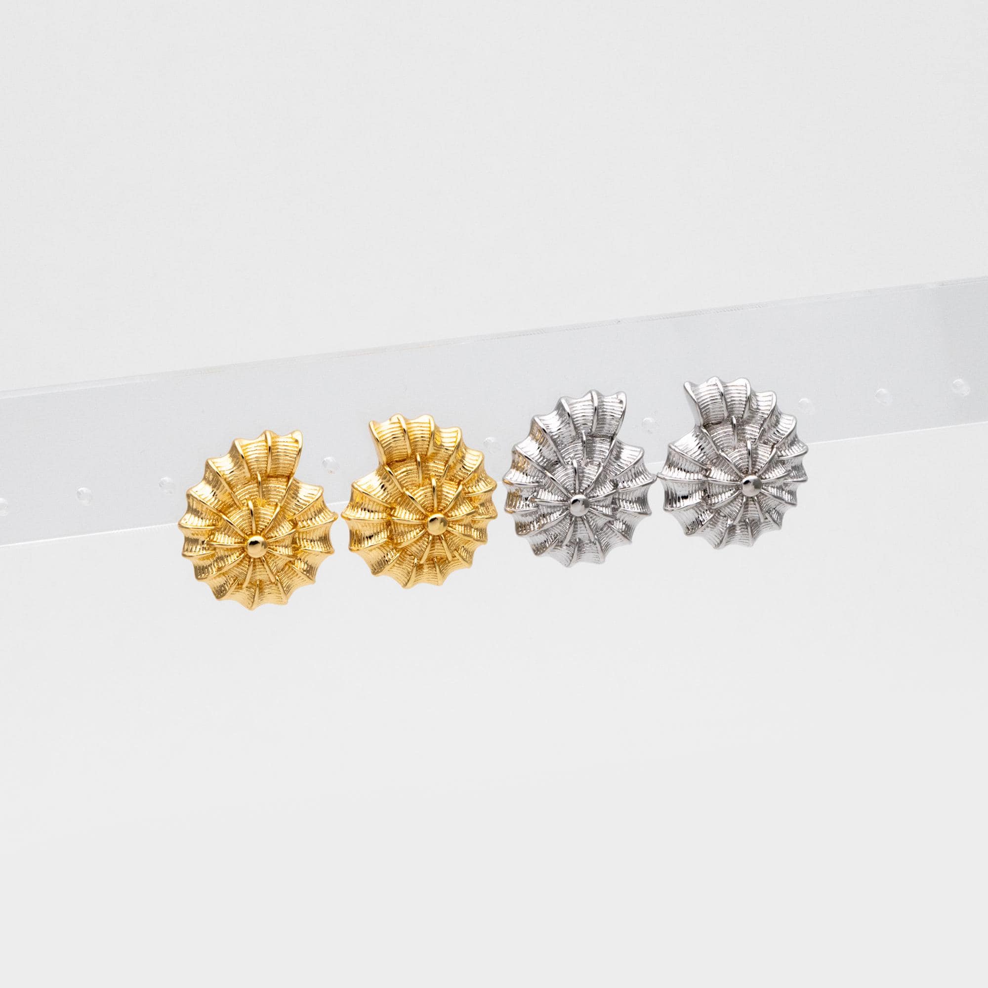 4pcs Gold/ Silver Tone Spiral Shell Earrings, Modern Style Earrings, Fashion Earrings, Beach Jewelry (GB-4571)