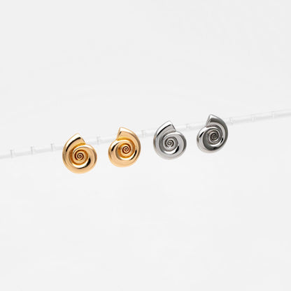 4pcs Gold/ Silver Tone Shell Earrings 24x20mm, Gold/ Rhodium plated Brass Seashell Stud Earrings (GB-4565)