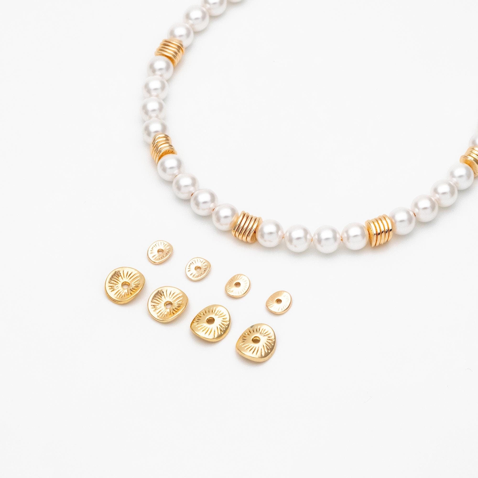 10pcs Gold Coin Saucer Spacer Beads 6/10mm (GB-064)