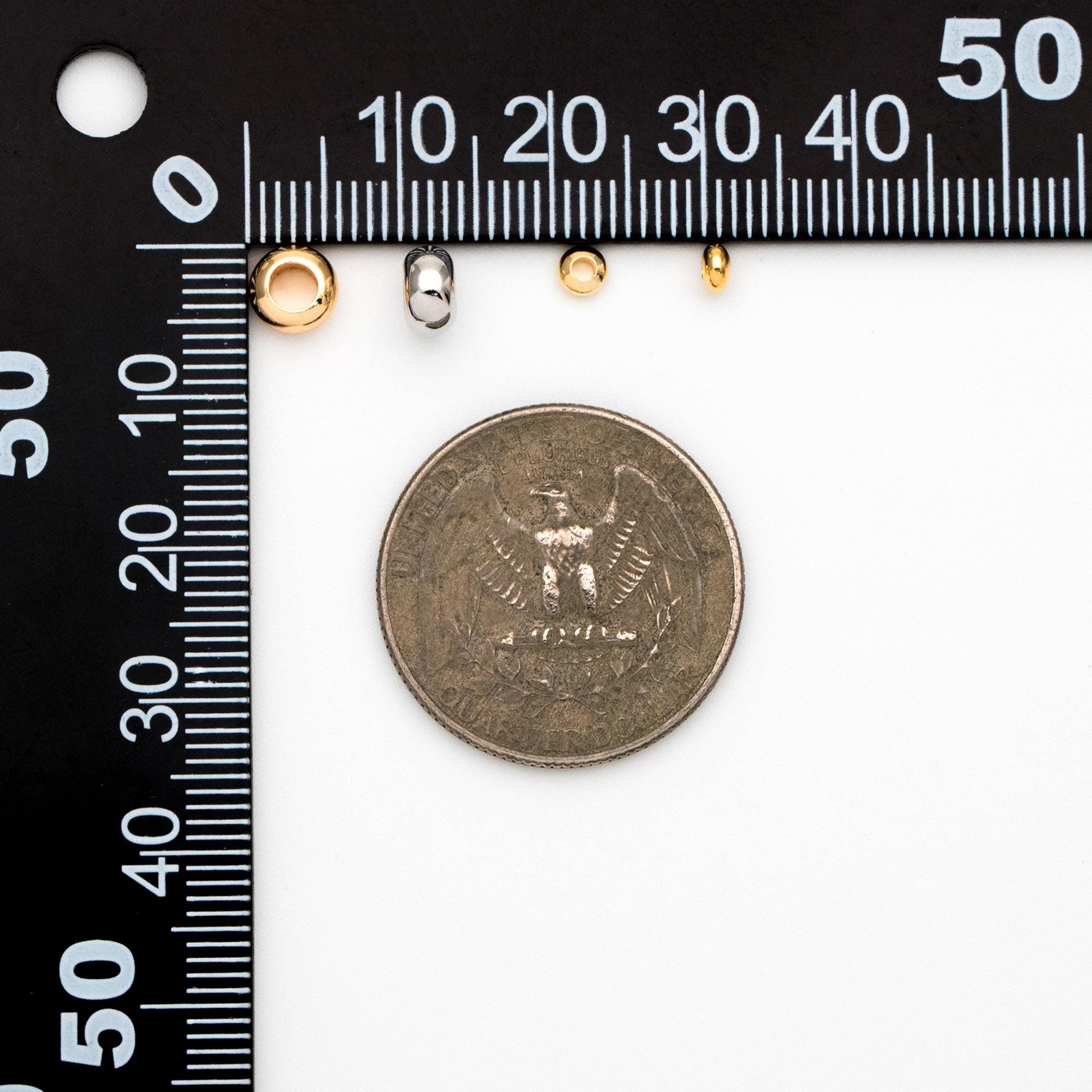 20pcs Gold/ Silver Rondelle Spacer Beads 3.5/ 6mm, Gold/ Rhodium plated Brass Large Hole Saucer Beads (GB-239)