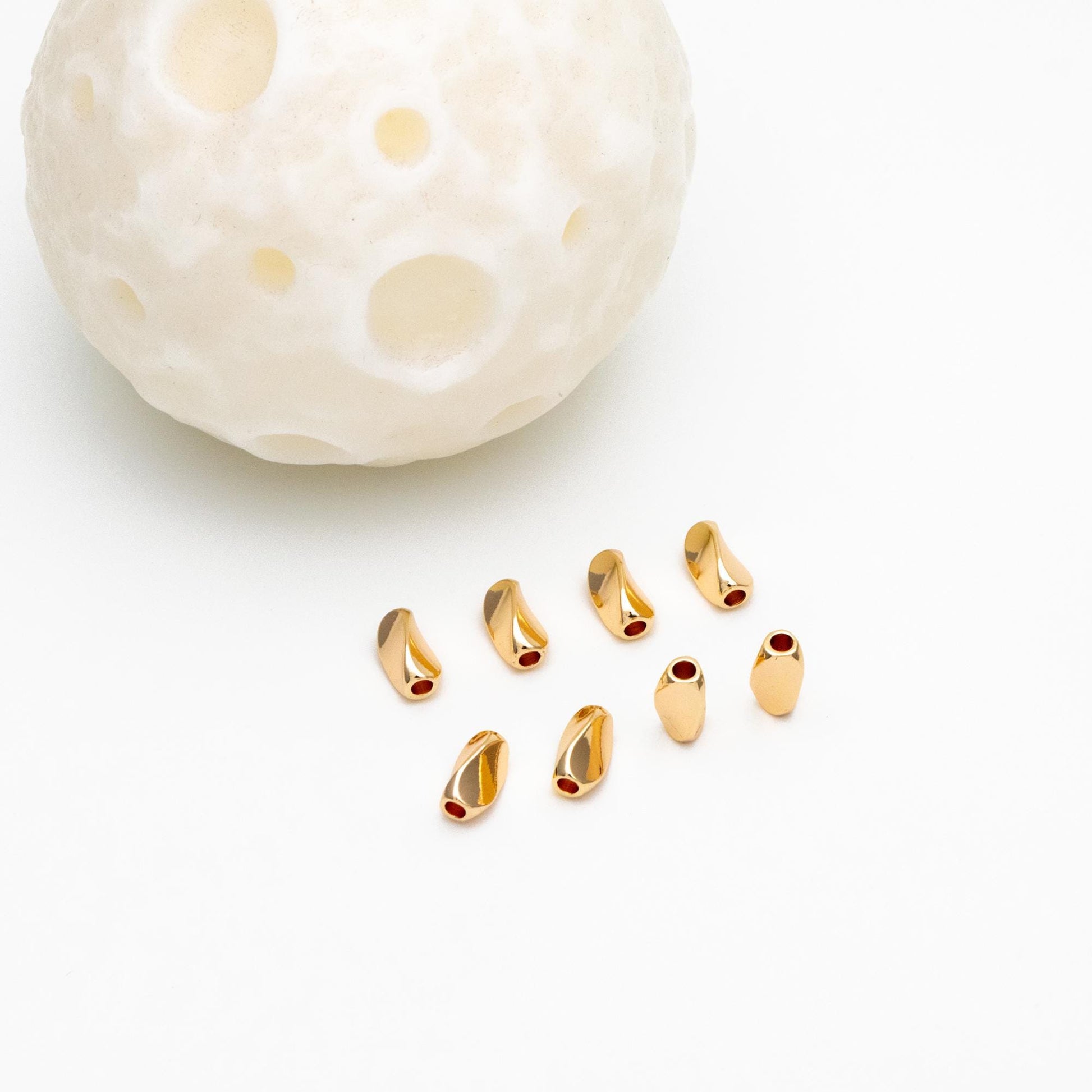 10pcs Gold Tube Beads 8x4.5mm, Real Gold plated Brass Tube Spacer Beads (GB-1393)